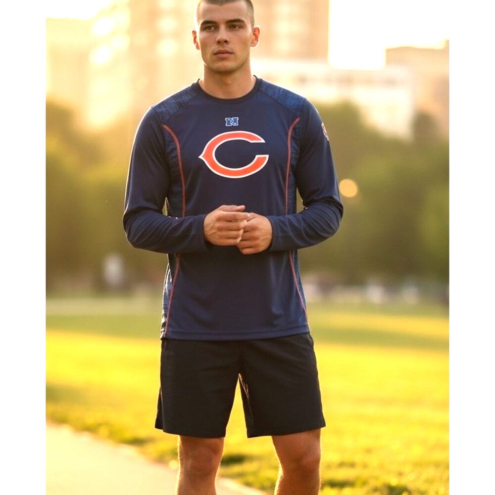NFL Team Apparel Chicago Bears NFL Long Sleeve Mens S/M Football Camo Colorblock - Picture 2 of 16